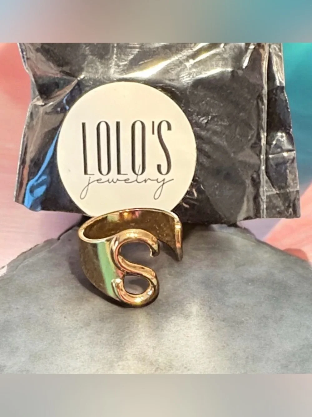Lolo’s Gold 'S' Initial Wrap Adjustable Ring